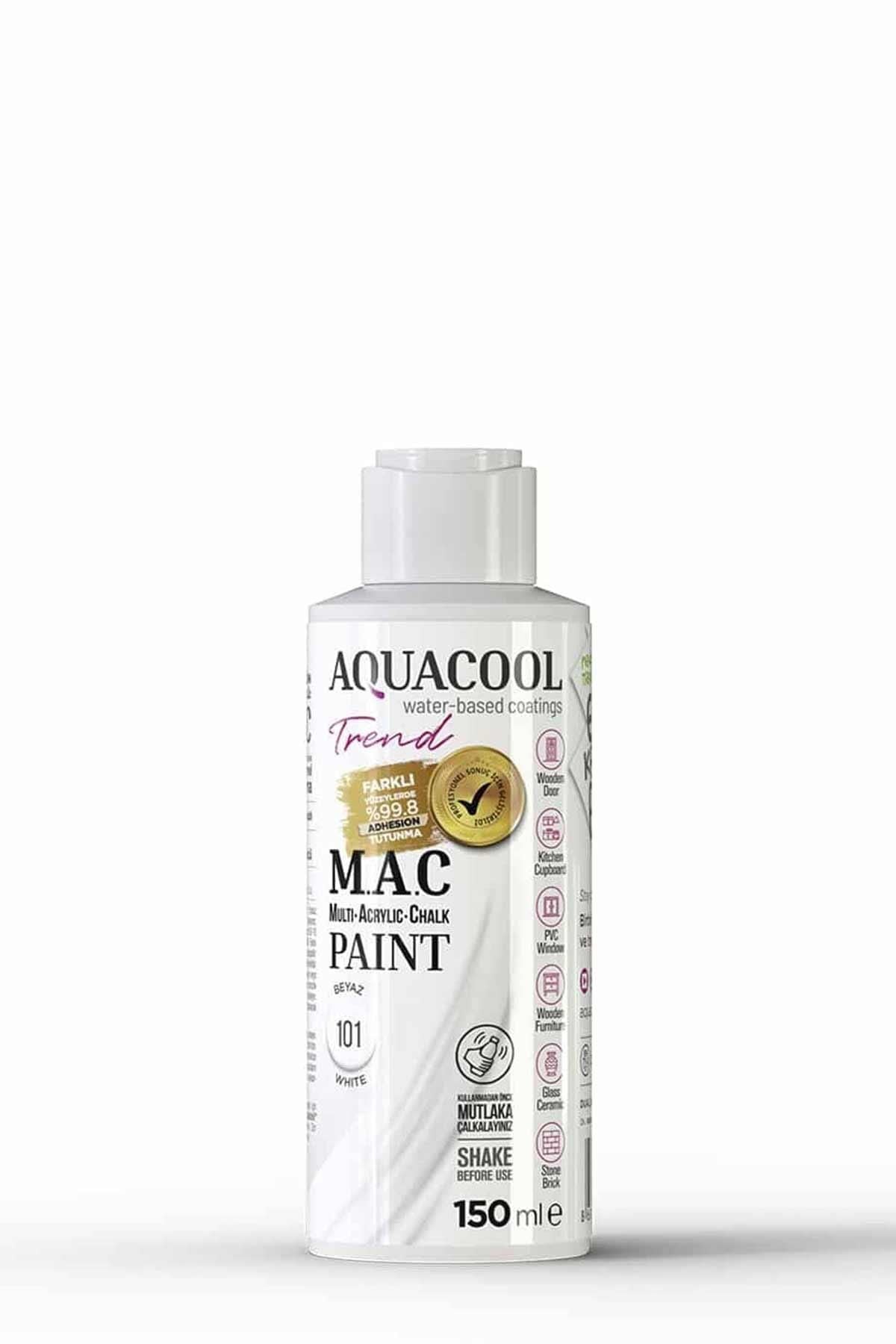 Aquacool Trend M.A.C Su Bazlı Akrilik Dönüşüm Boyası 150 ml. Beyaz 101