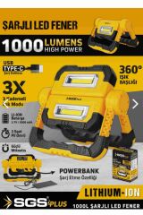 Sgs 5057 Şarjlı Led Çalışma Lambası-Power Bank 1000 Lümen 3.7V