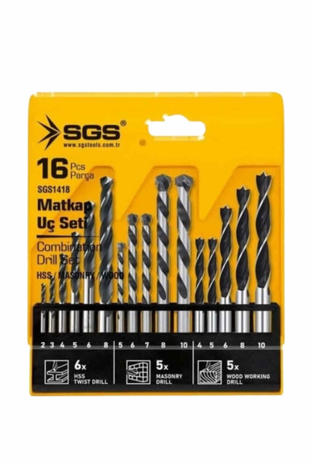 Sgs 1418 Ahşap-Metal-Beton Matkap Ucu Seti 16 Parça