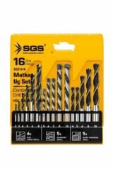 Sgs 1418 Ahşap-Metal-Beton Matkap Ucu Seti 16 Parça