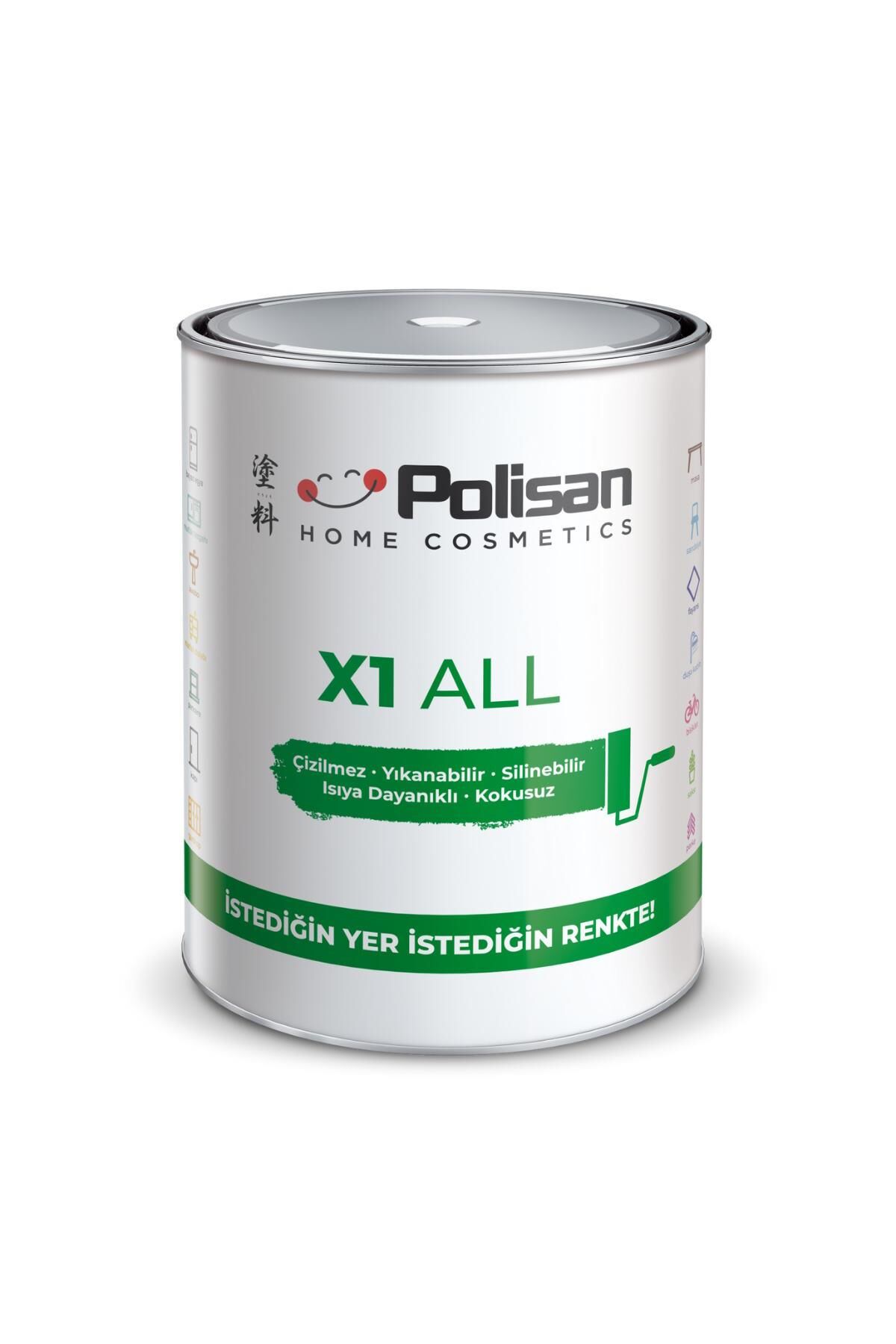 Polisan X1 All Dönüşüm Boyası 0,75 lt. Ral 1013 İnci Beyazı