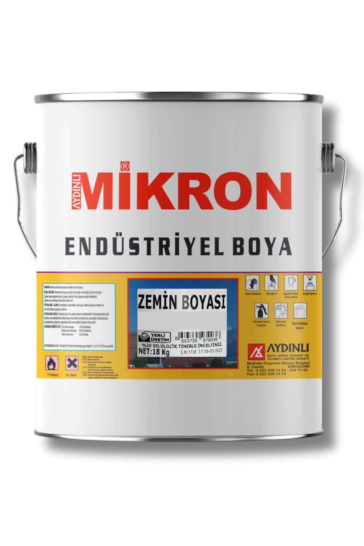 Mikron Akrilik Zemin Boyası 18 kg. Ral 7032 Çakıl Gri