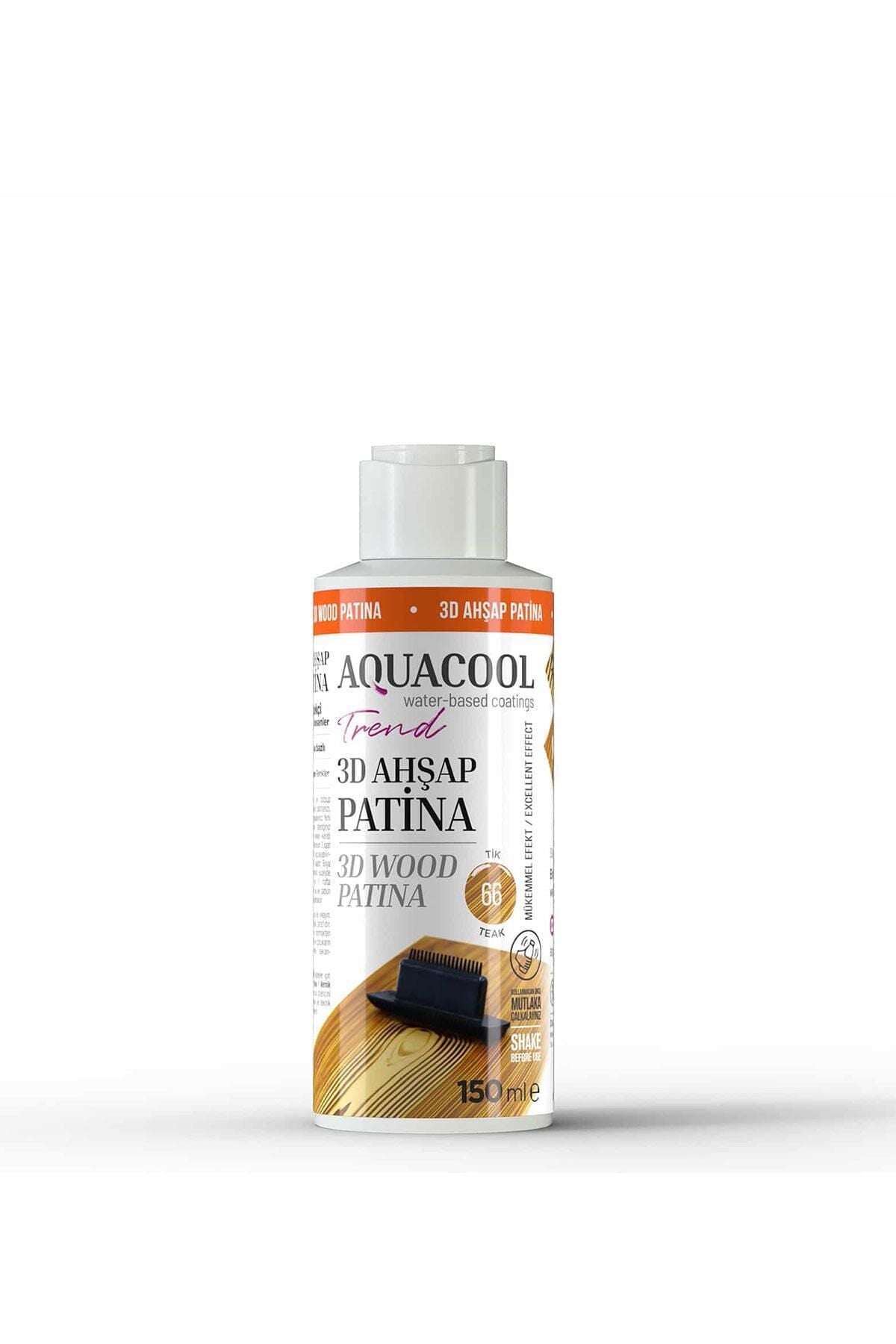 Aquacool Trend 3D Ahşap Patina Boyası 150 ml. Tik 66