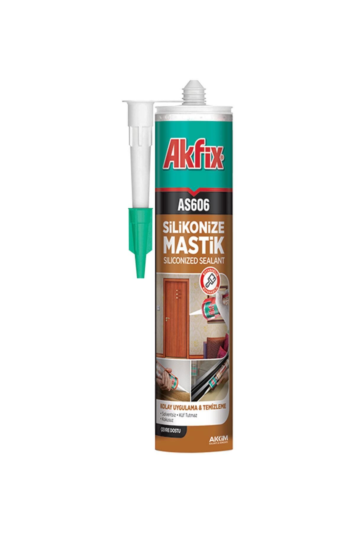 Akfix AS606 Silikonize Mastik 500 gr. Siyah