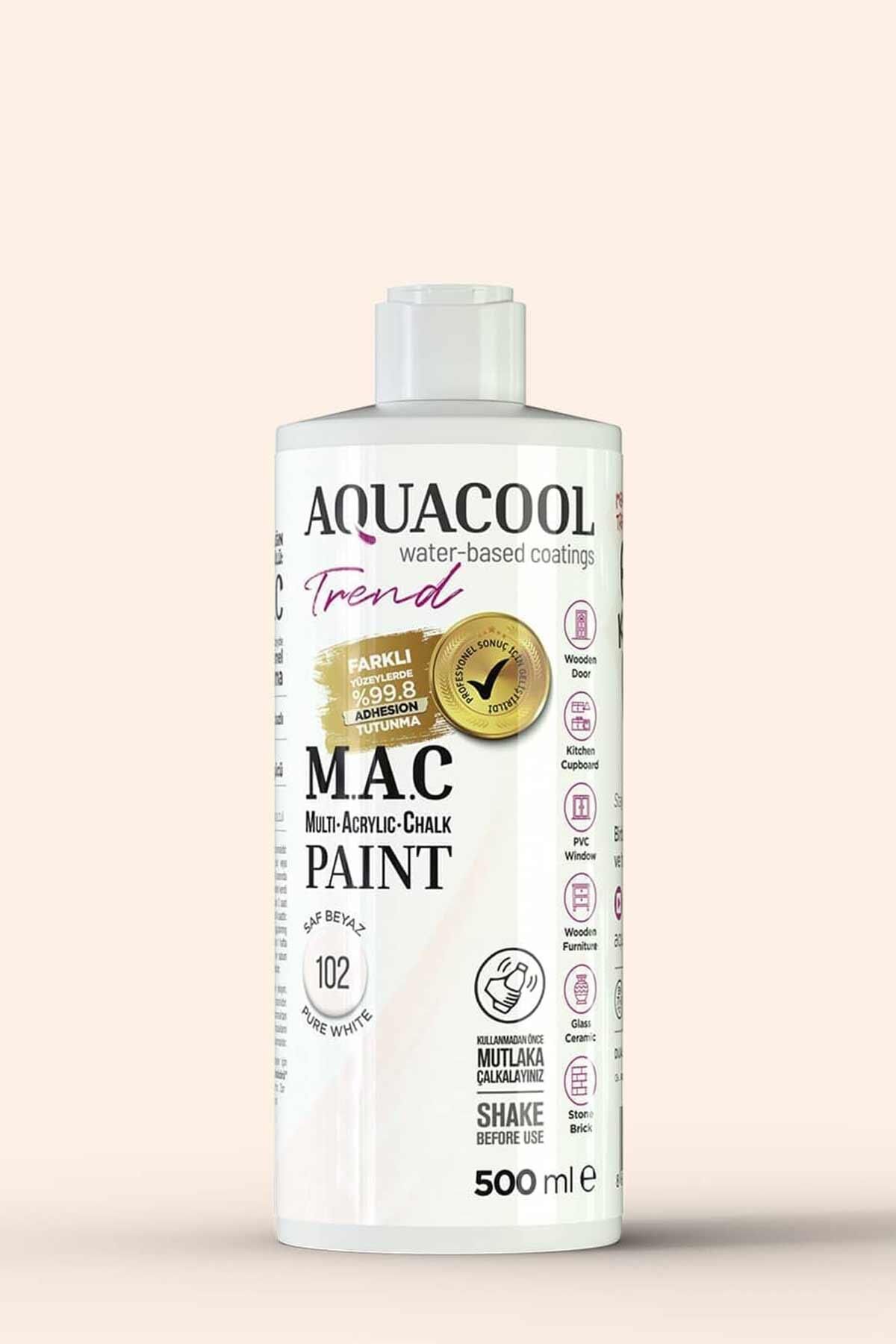 Aquacool Trend M.A.C Su Bazlı Akrilik Dönüşüm Boyası 500 ml. Saf Beyaz 102
