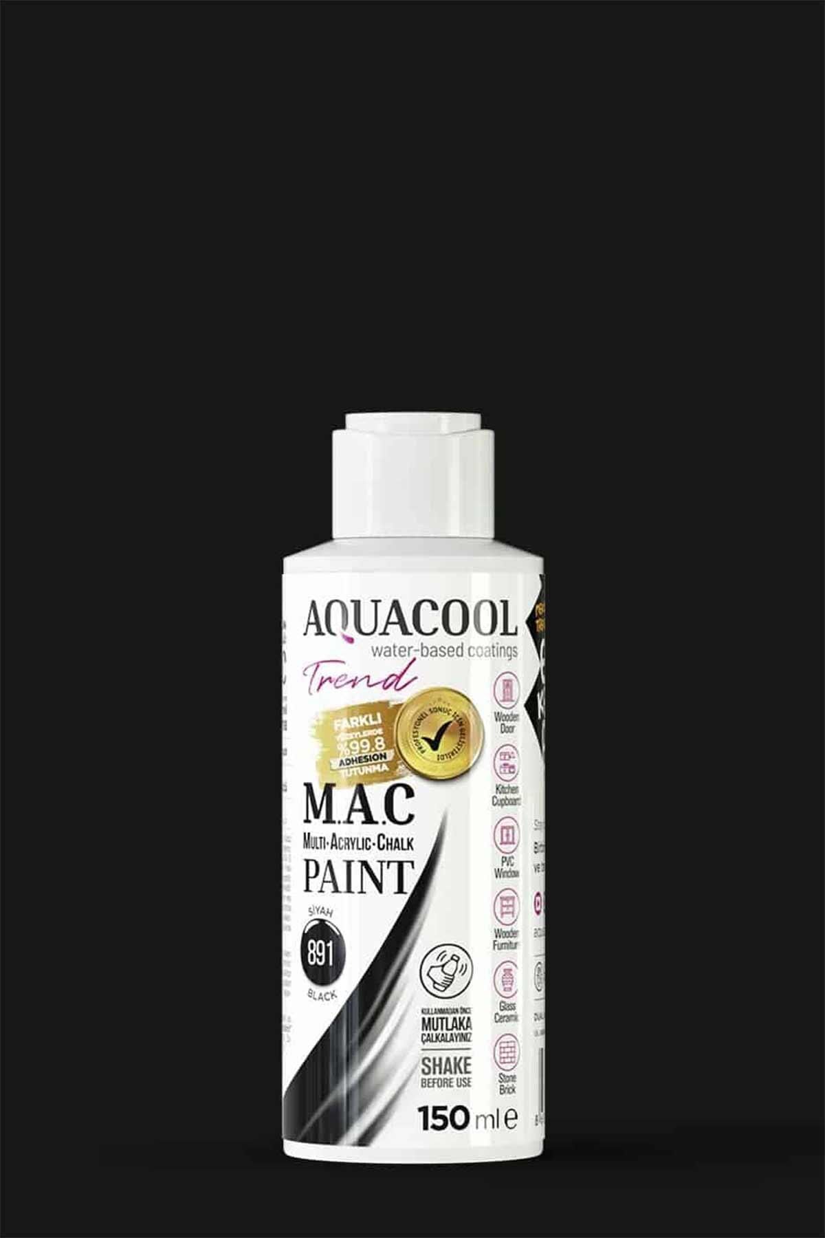 Aquacool Trend M.A.C Su Bazlı Akrilik Dönüşüm Boyası 150 ml. Siyah 891
