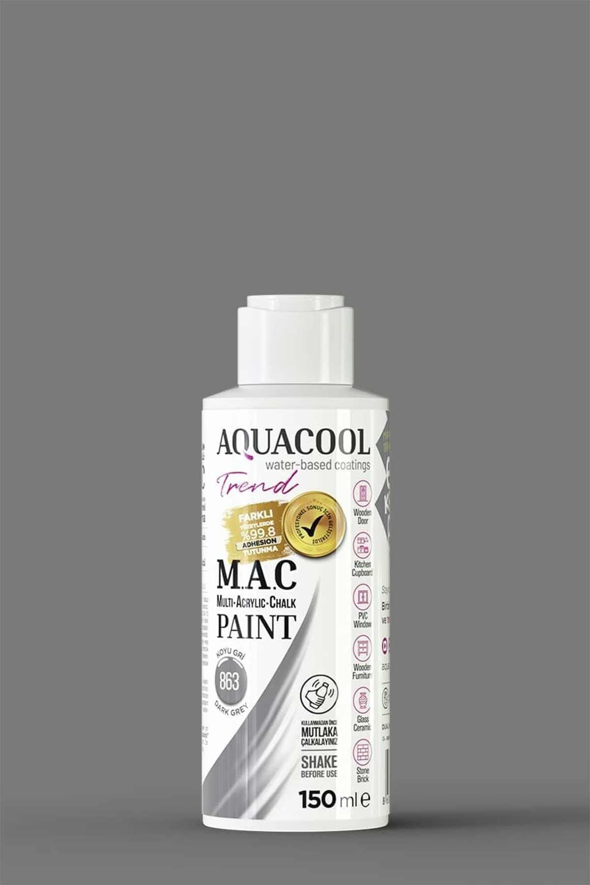 Aquacool Trend M.A.C Su Bazlı Akrilik Dönüşüm Boyası 150 ml. Koyu Gri 863