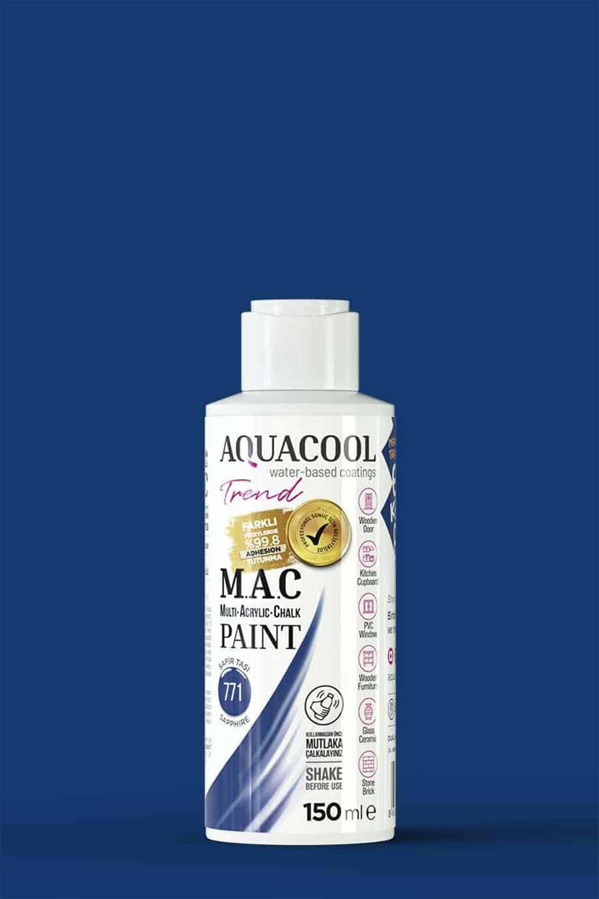 Aquacool Trend M.A.C Su Bazlı Akrilik Dönüşüm Boyası 150 ml. Safir Taşı 771