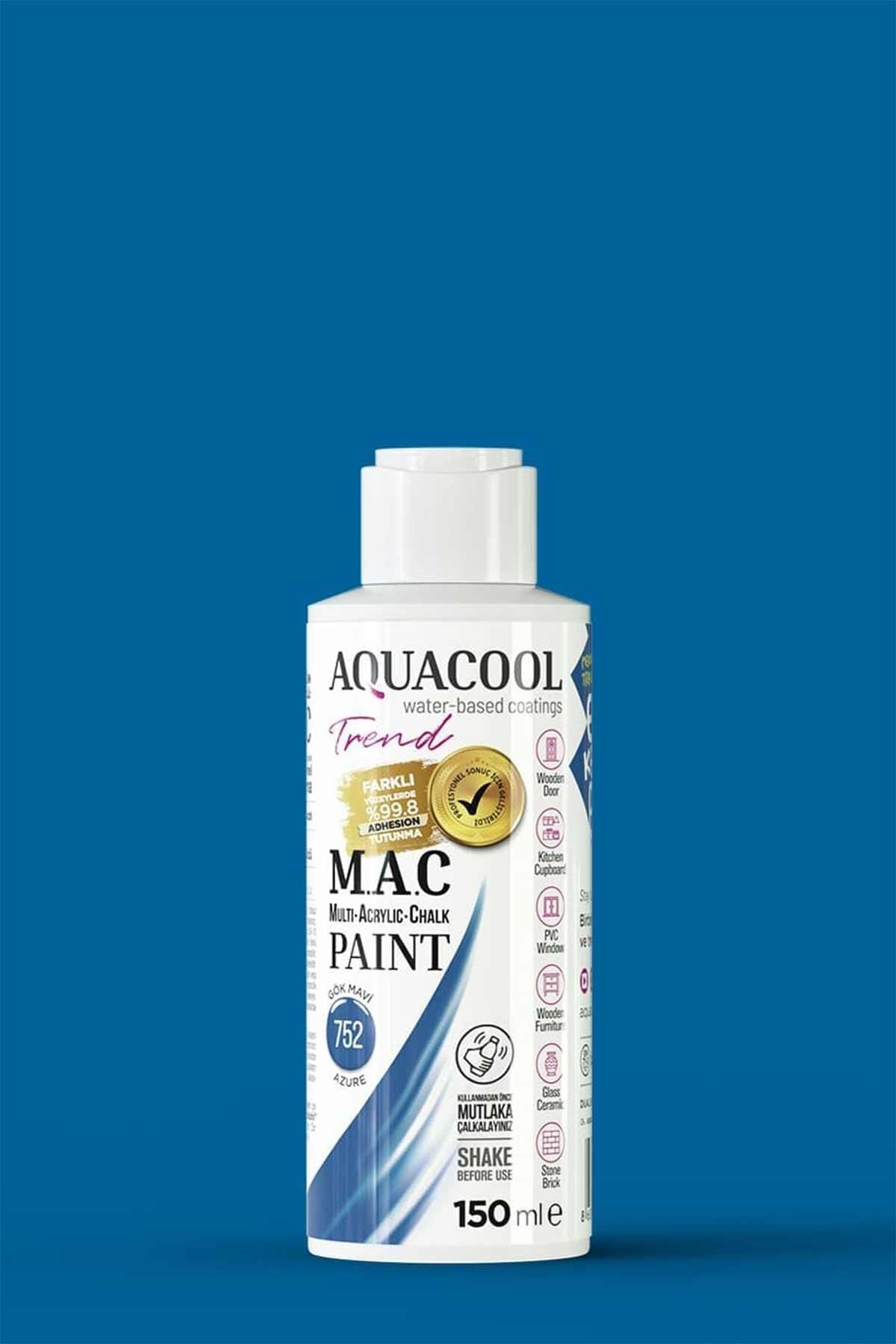 Aquacool Trend M.A.C Su Bazlı Akrilik Dönüşüm Boyası 150 ml. Gök Mavi 752