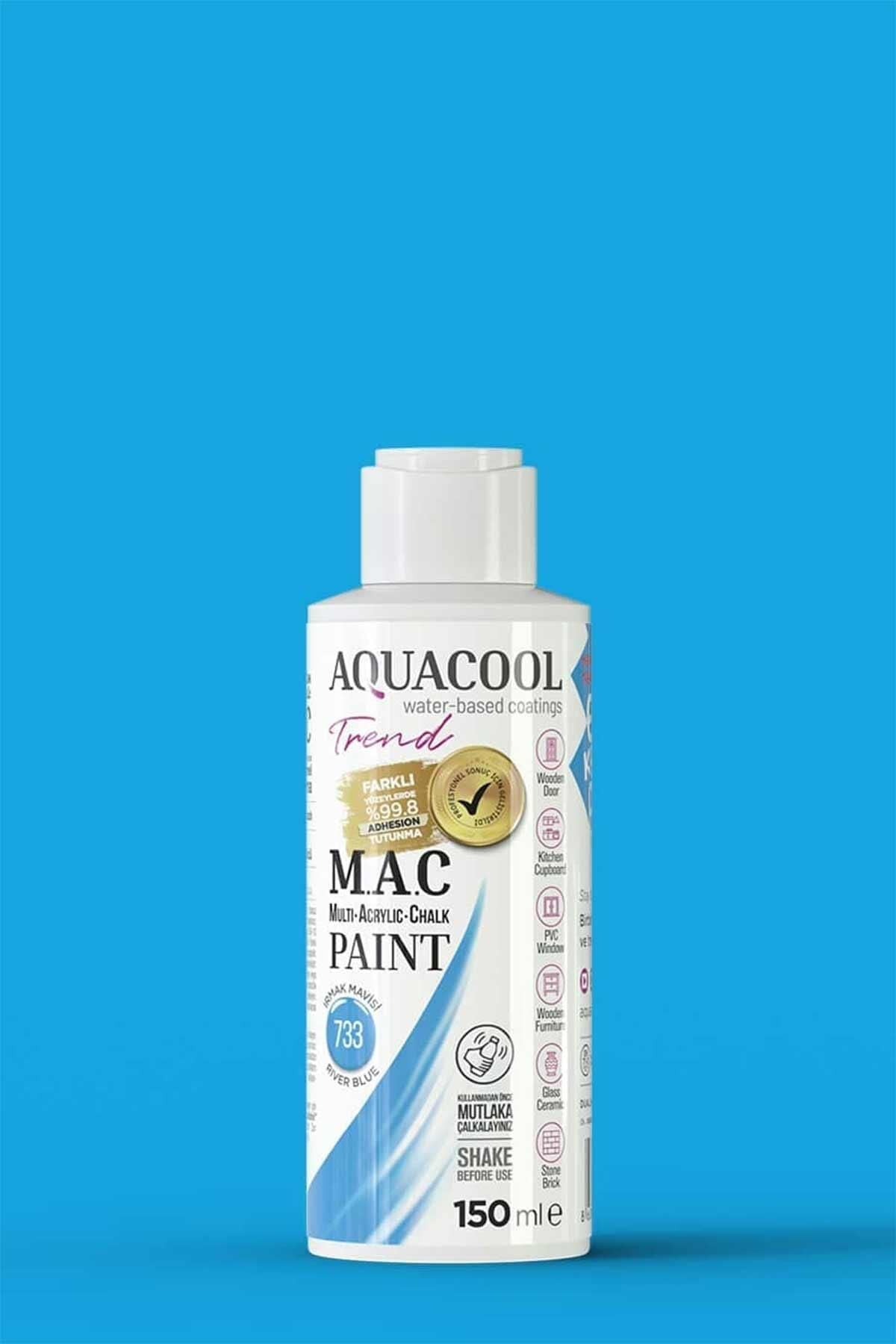 Aquacool Trend M.A.C Su Bazlı Akrilik Dönüşüm Boyası 150 ml. Irmak Mavisi 733