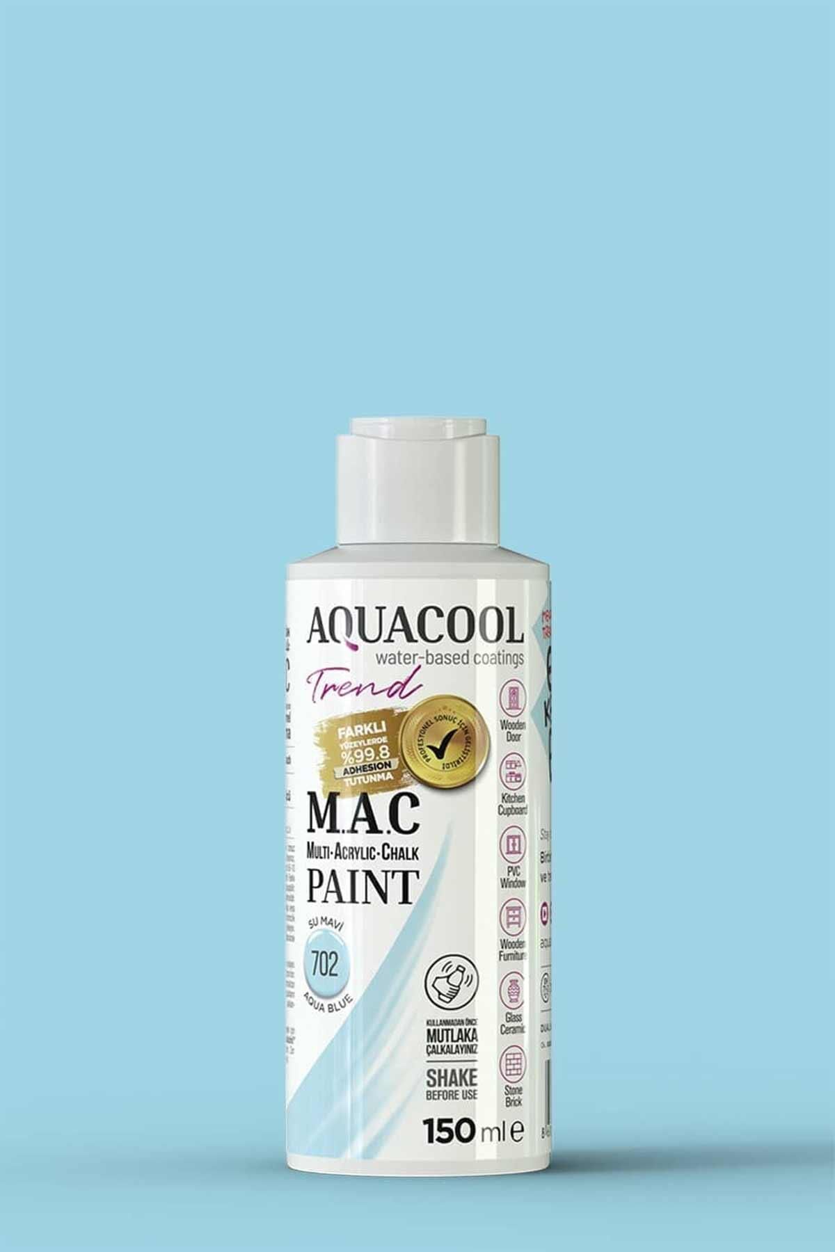 Aquacool Trend M.A.C Su Bazlı Akrilik Dönüşüm Boyası 150 ml. Su Mavi 702