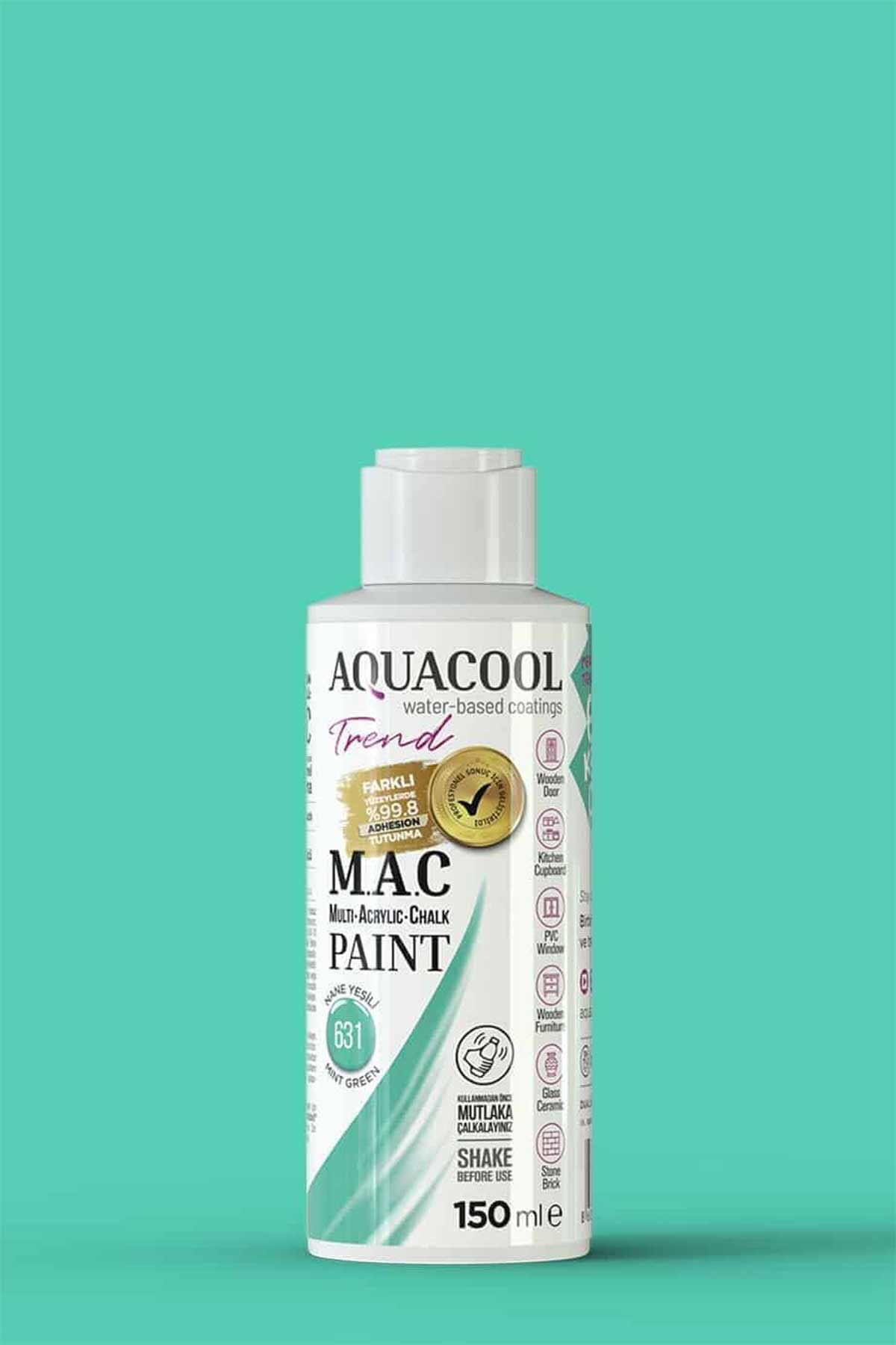 Aquacool Trend M.A.C Su Bazlı Akrilik Dönüşüm Boyası 150 ml. Nane Yeşili 631