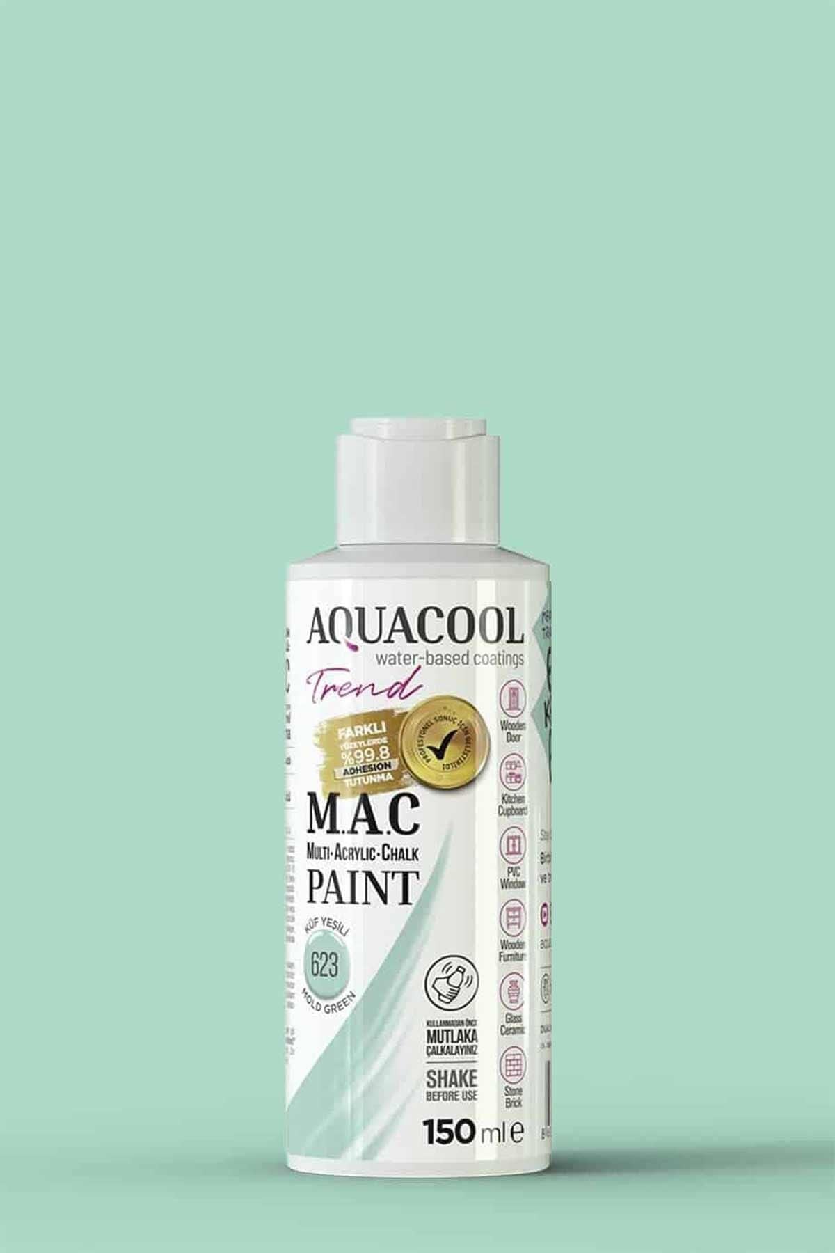 Aquacool Trend M.A.C Su Bazlı Akrilik Dönüşüm Boyası 150 ml. Küf Yeşili 623