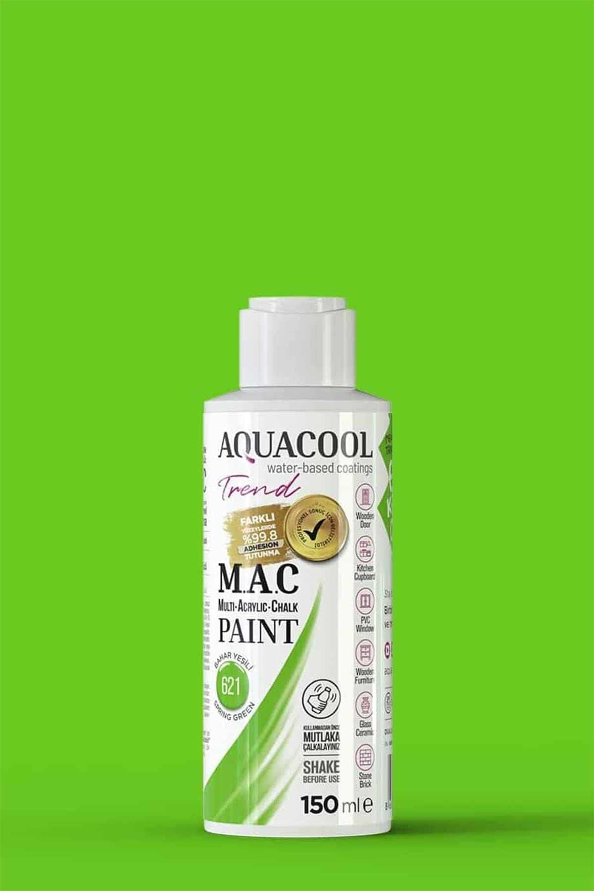 Aquacool Trend M.A.C Su Bazlı Akrilik Dönüşüm Boyası 150 ml. Bahar Yeşili 621