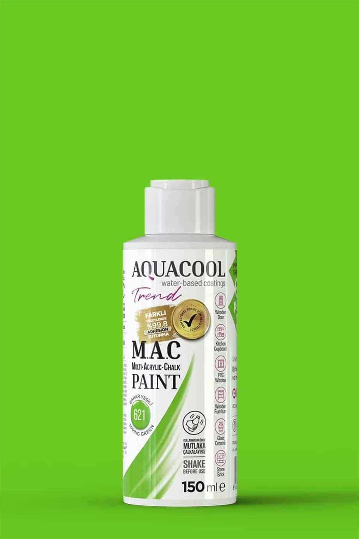 Aquacool Trend M.A.C Su Bazlı Akrilik Dönüşüm Boyası 150 ml. Bahar Yeşili 621