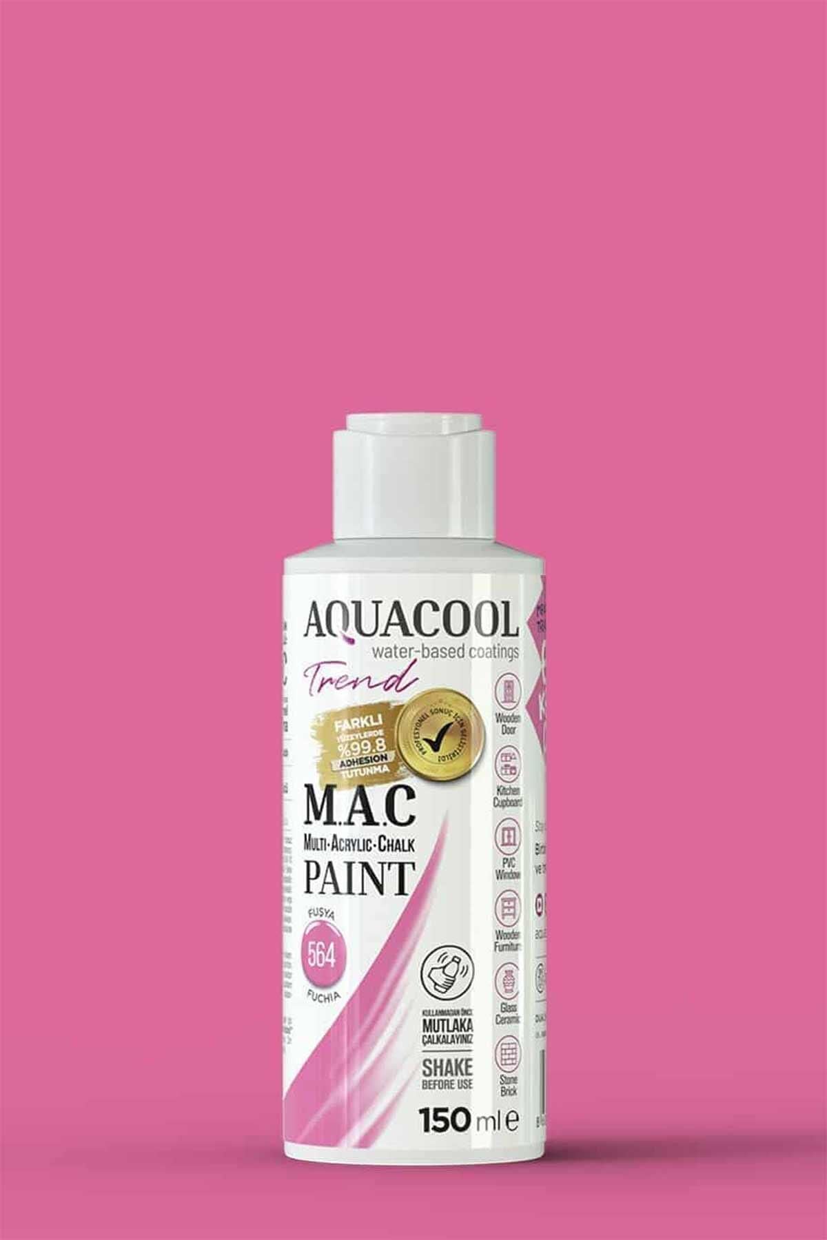 Aquacool Trend M.A.C Su Bazlı Akrilik Dönüşüm Boyası 150 ml. Fuşya 564