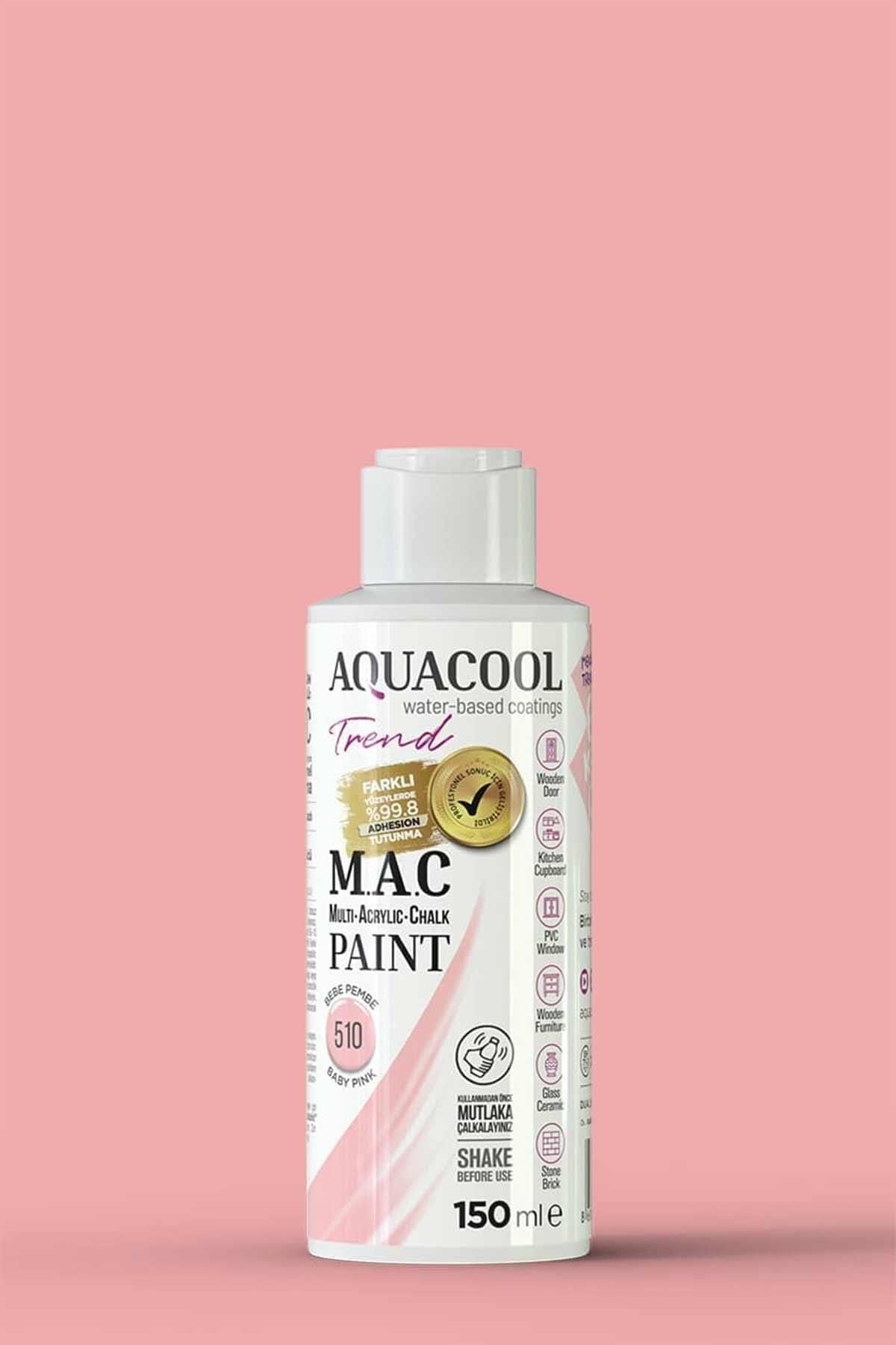 Aquacool Trend M.A.C Su Bazlı Akrilik Dönüşüm Boyası 150 ml. Bebe Pembe 510
