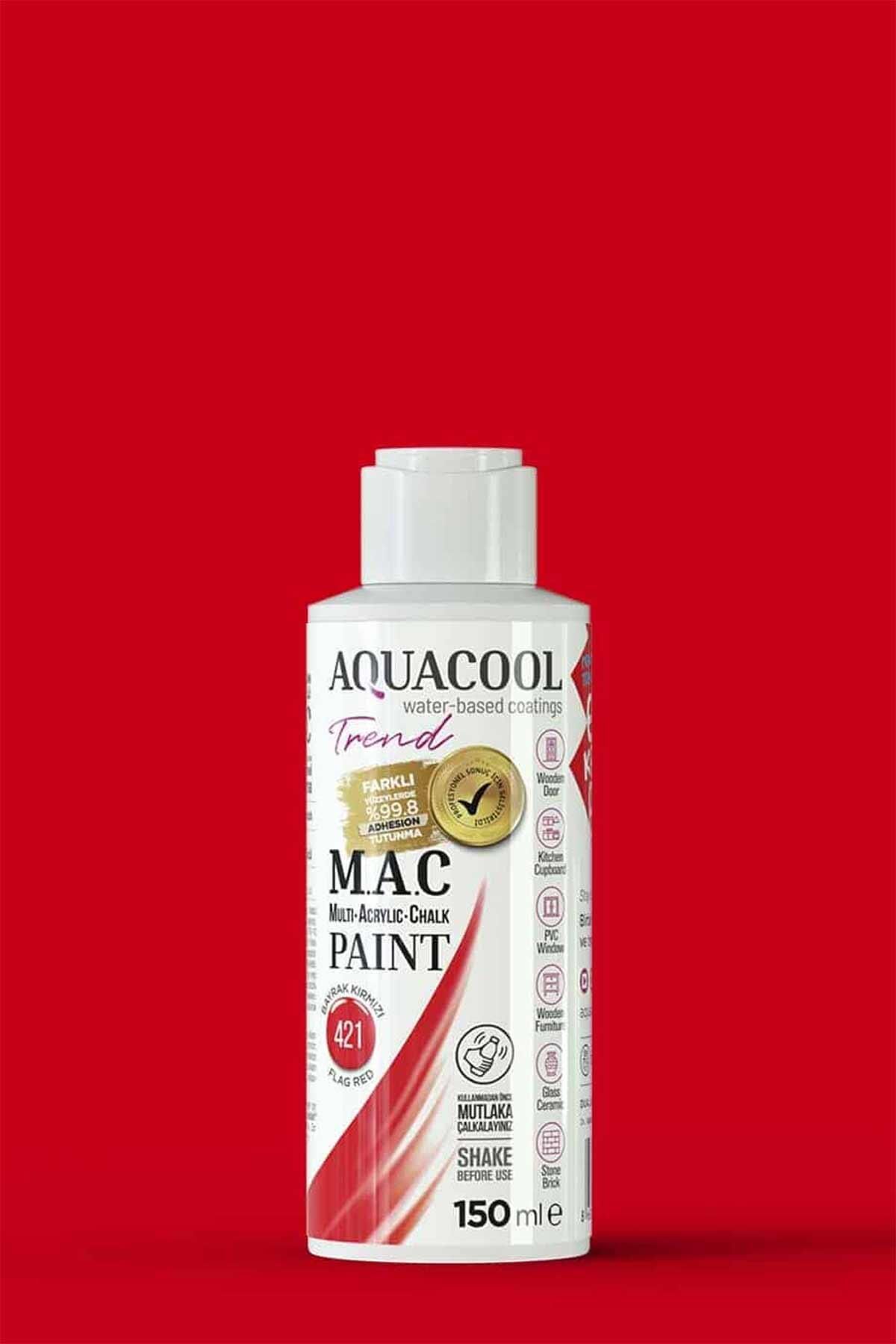 Aquacool Trend M.A.C Su Bazlı Akrilik Dönüşüm Boyası 150 ml. Bayrak Kırmızı 421