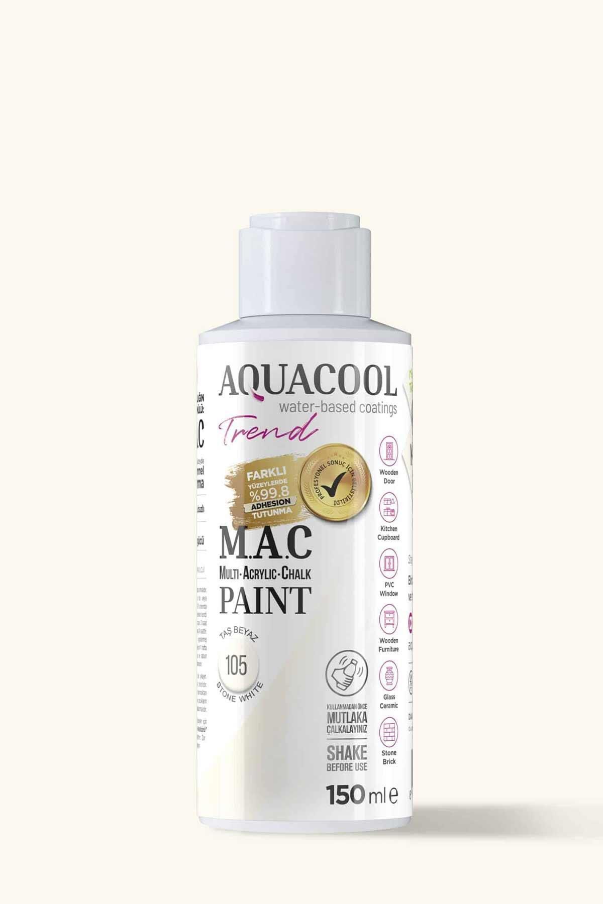 Aquacool Trend M.A.C Su Bazlı Akrilik Dönüşüm Boyası 150 ml. Taş Beyaz 105