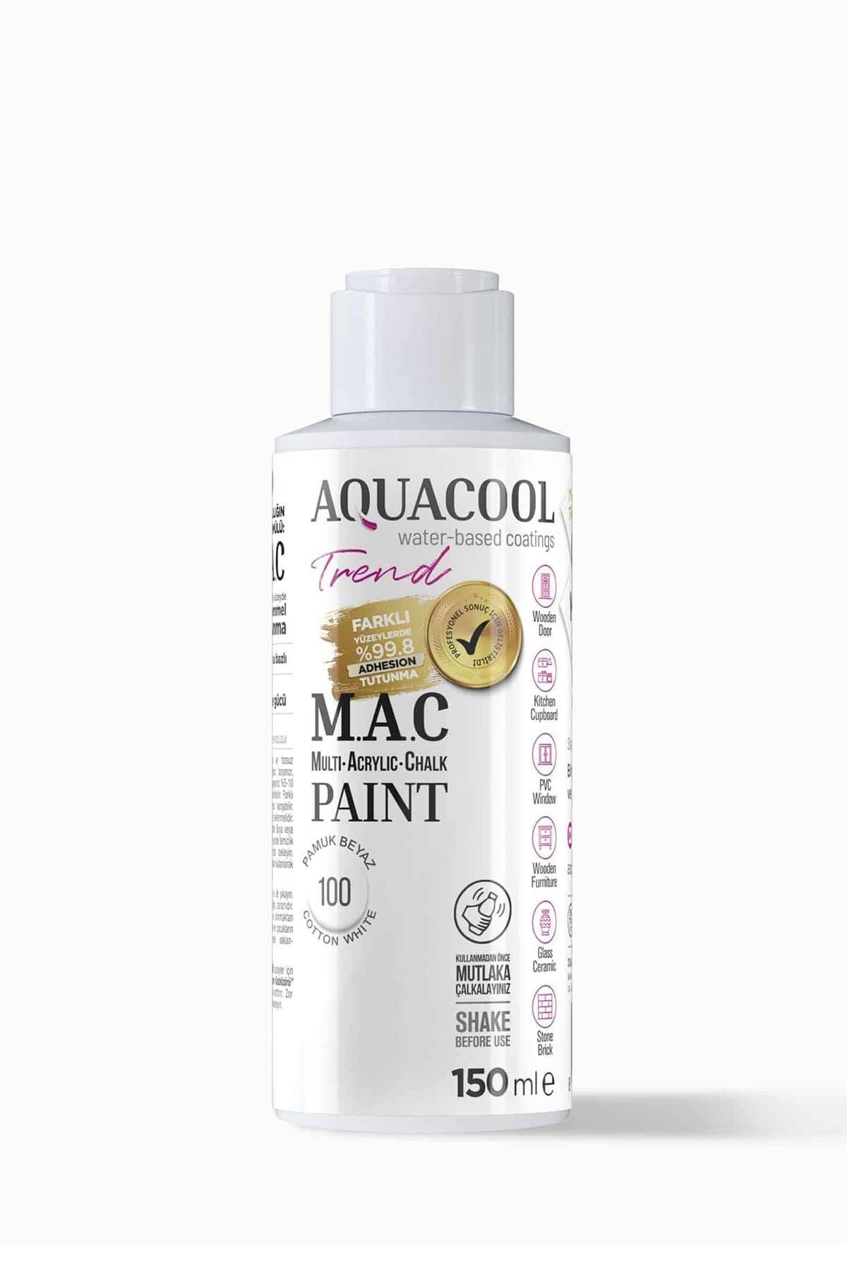 Aquacool Trend M.A.C Su Bazlı Akrilik Dönüşüm Boyası 150 ml. Pamuk Beyaz 100