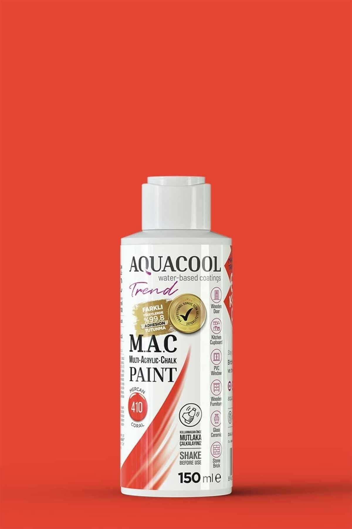 Aquacool Trend M.A.C Su Bazlı Akrilik Dönüşüm Boyası 150 ml.(2.Grup) Mercan 410
