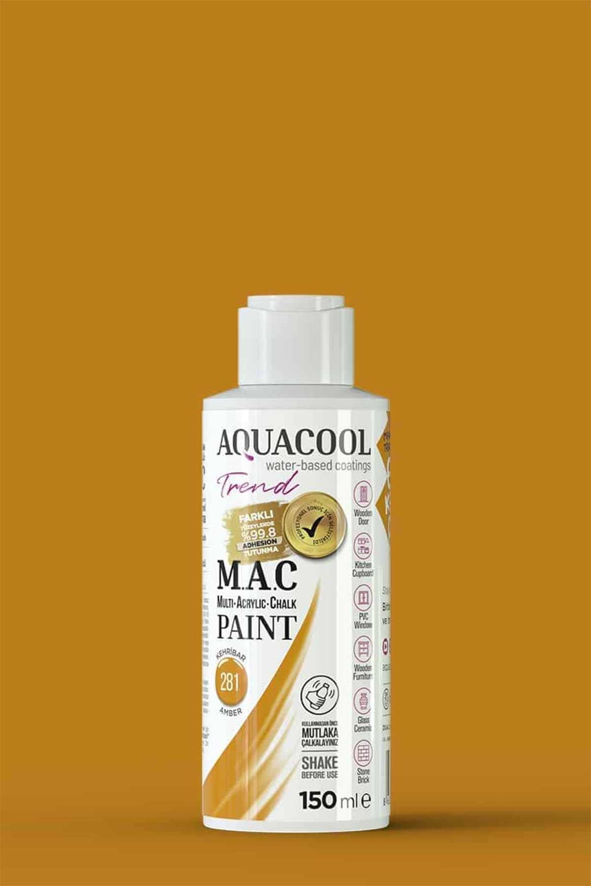 Aquacool Trend M.A.C Su Bazlı Akrilik Dönüşüm Boyası 150 ml.(2.Grup) Kehribar 281