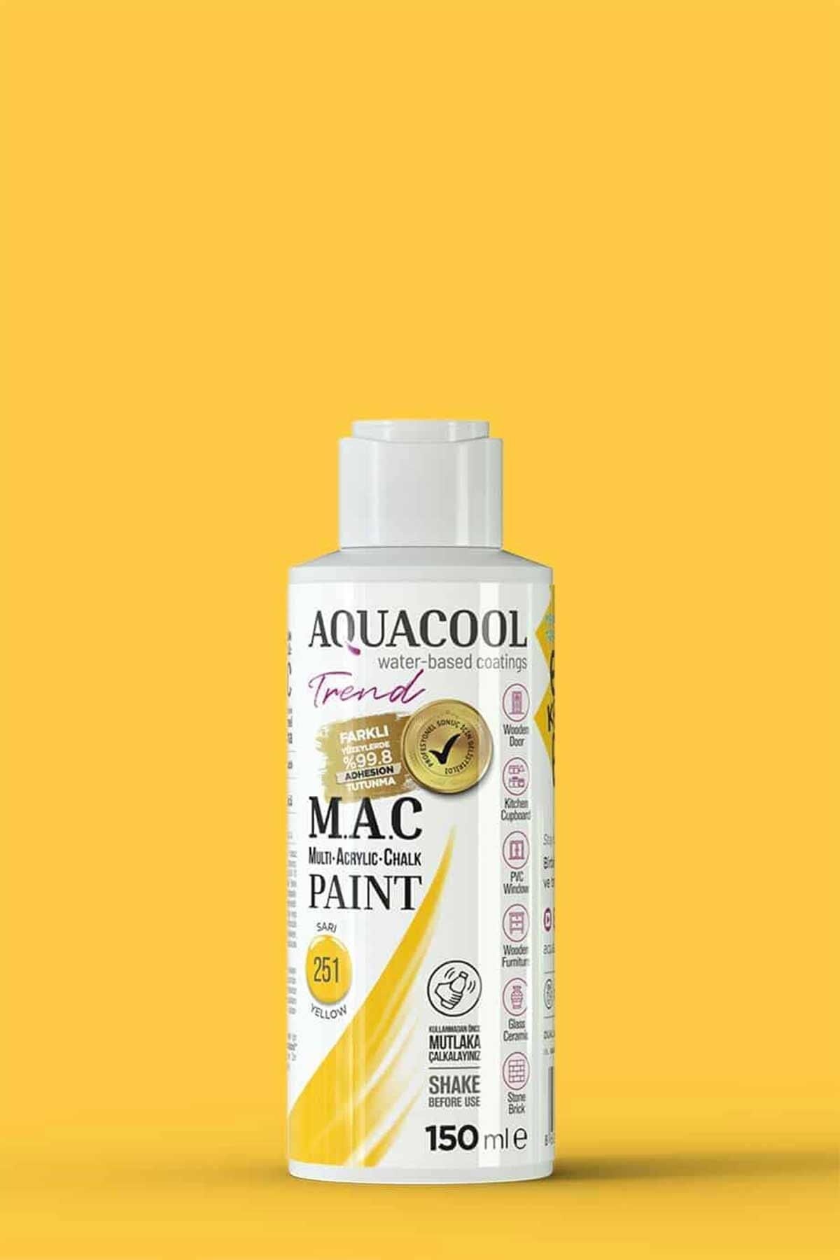 Aquacool Trend M.A.C Su Bazlı Akrilik Dönüşüm Boyası 150 ml.(2.Grup) Sarı 251