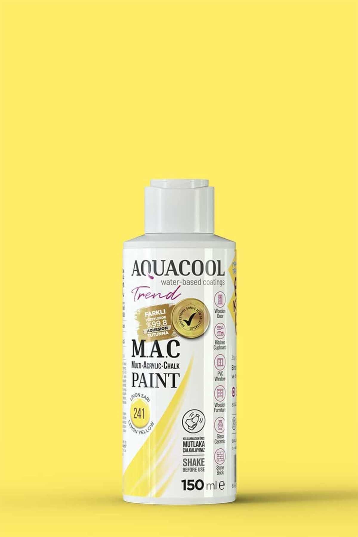 Aquacool Trend M.A.C Su Bazlı Akrilik Dönüşüm Boyası 150 ml.(2.Grup) Limon Sarı 241
