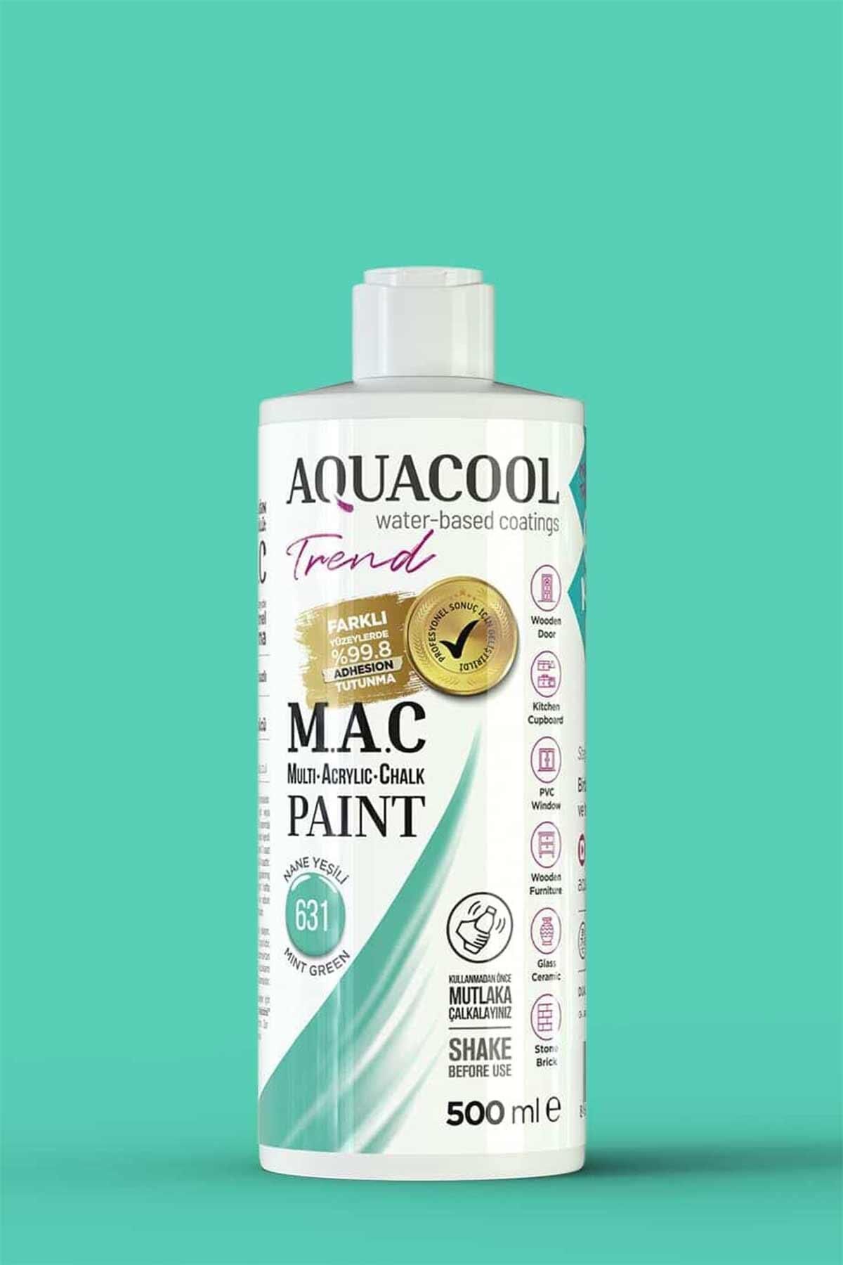 Aquacool Trend M.A.C Su Bazlı Akrilik Dönüşüm Boyası 500 ml. Nane Yeşili 631