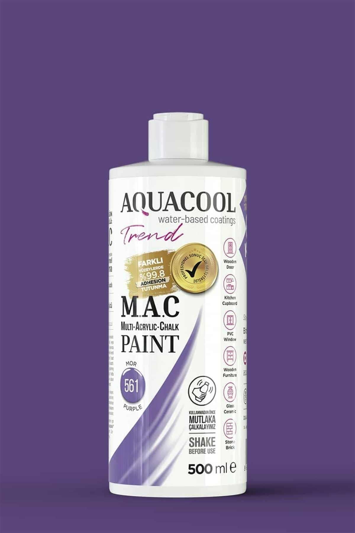 Aquacool Trend M.A.C Su Bazlı Akrilik Dönüşüm Boyası 500 ml. Mor 561