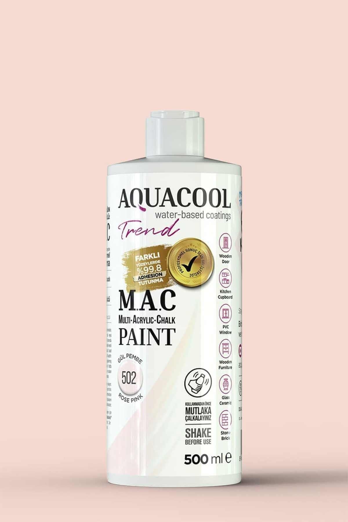 Aquacool Trend M.A.C Su Bazlı Akrilik Dönüşüm Boyası 500 ml. Gül Pembe 502