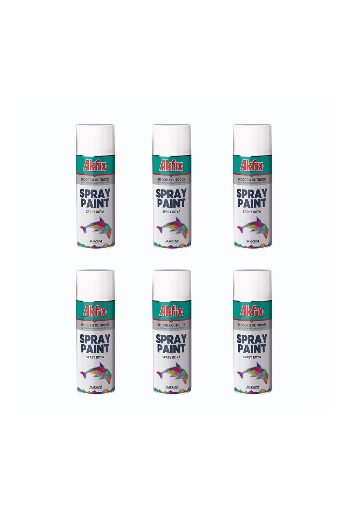 Akfix Sprey Boya Akrilik 400 ml. Ral 9003 Beyaz (6 Adet) Paket